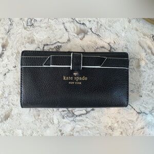 kate spade Black Leather Bow Accent Wallet